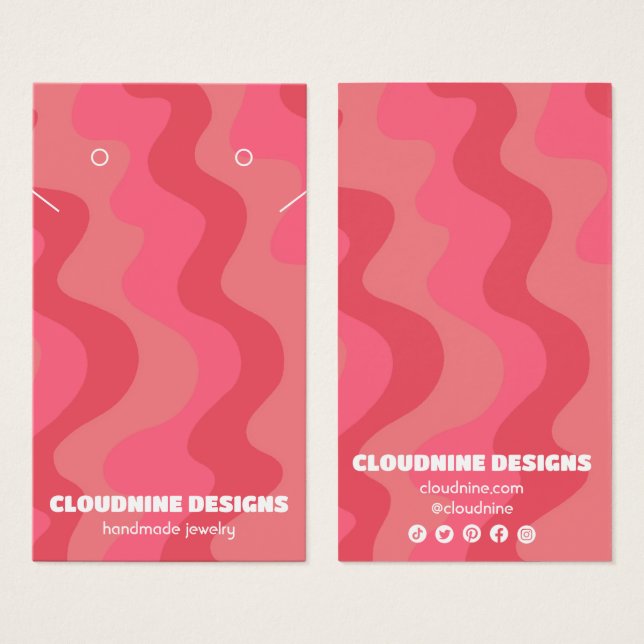 Pink Waves Earring Necklace Jewellery Display Card (Front & Back)