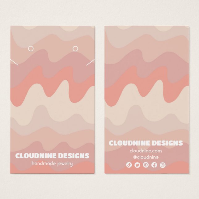 Pink Waves Earring Necklace Jewellery Display Card (Front & Back)