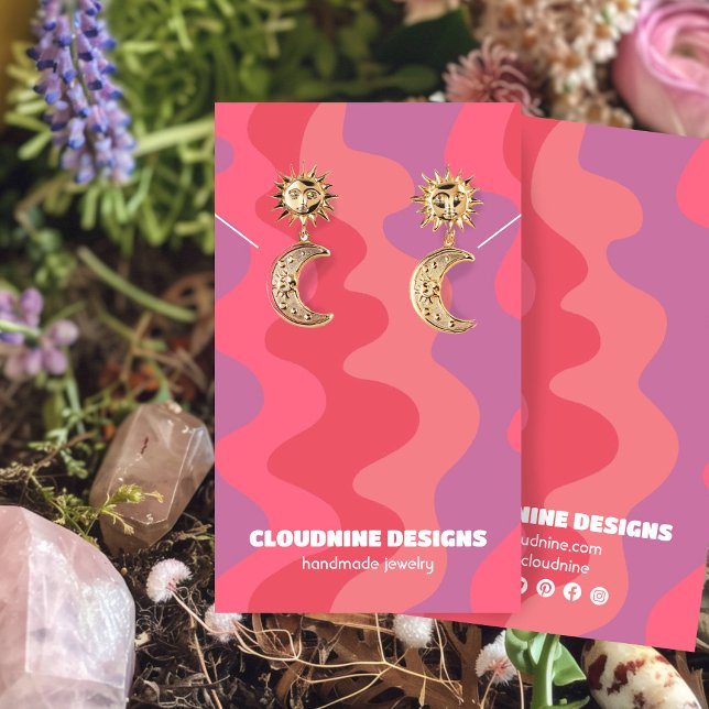 Pink Waves Earring Necklace Jewelry Display Card (Pink Waves Earring Necklace Jewelry Display Card
)