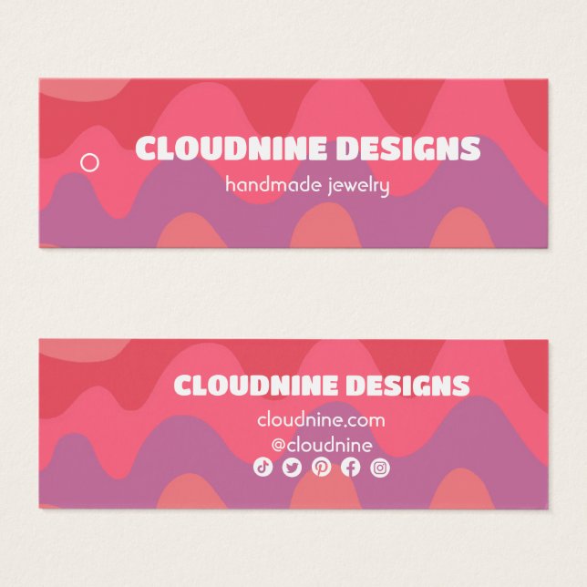 Pink Waves Hangtag Necklace Jewellery Display Card (Front & Back)