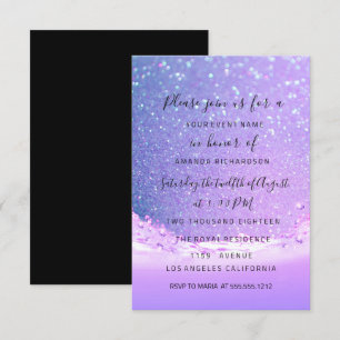 Pink Waves Ocean Pink Purple Blue Bridal Wedding Invitation