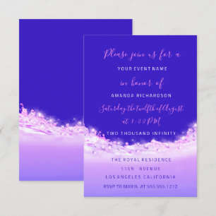 Pink Waves Ocean Pink Purple Ombre Bridal Sweet 16 Invitation