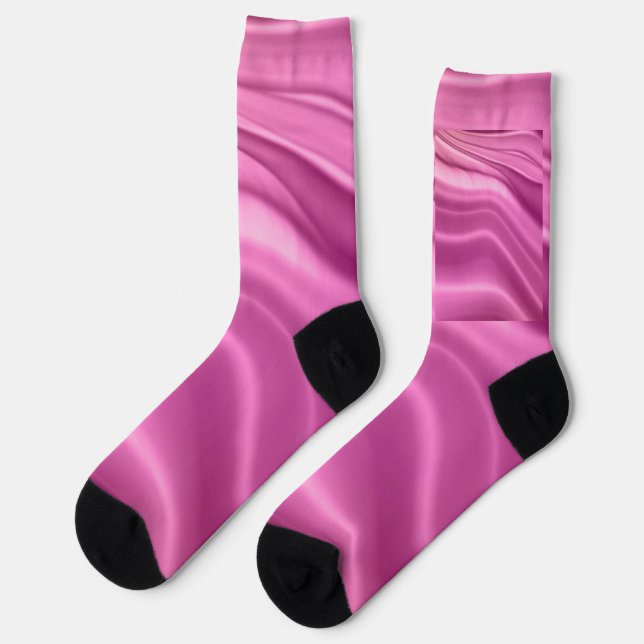 Pink Waves Pastel Abstract Geometric  Socks (Left)