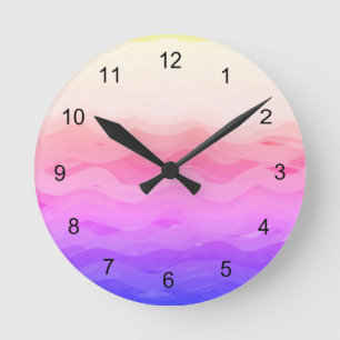 Pink Waves Round Clock