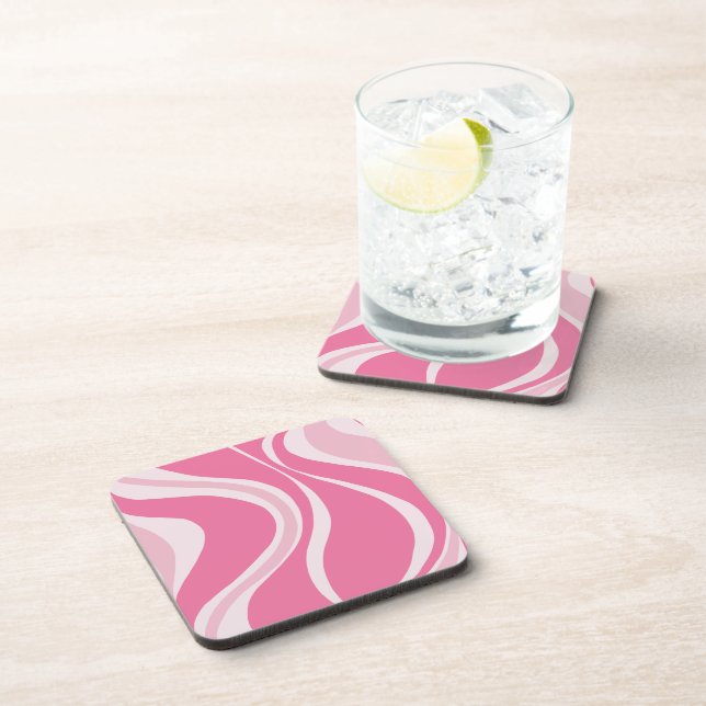 Pink Waves Square Coaster (Right Side)