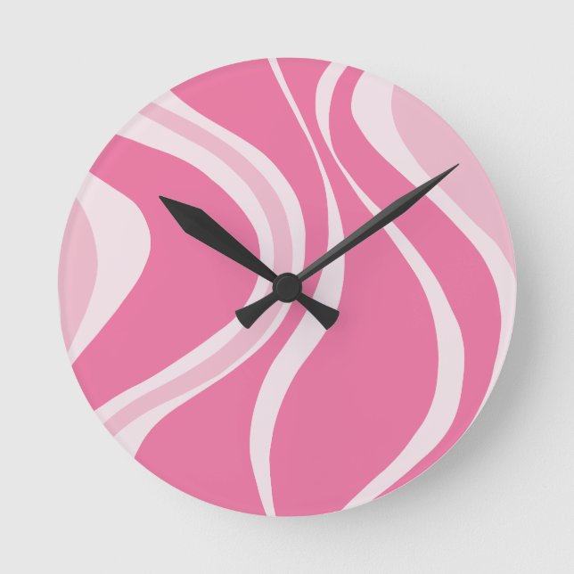 Pink Waves Wall Clock (Front)