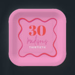 Pink Wavy 30th Birthday Party  Paper Plate<br><div class="desc">Celebrate your milestone in style with our vibrant 30th Birthday Party Paper Plates! Perfect for adding a pop of fun to your Dirty Thirty bash, these paper plates feature an eye-catching design that will elevate your 30th birthday decor. Complete the look with our matching napkins for a cohesive theme that...</div>