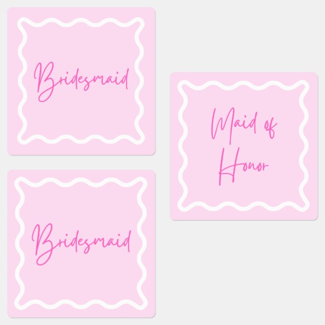 Pink Wavy Aesthetic Bridesmaid and Maid of Honour (Group)