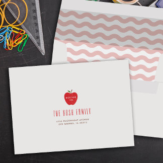 Pink Wavy Apple Self-Addressed Graduation Envelope