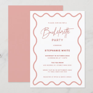 Pink Wavy Border Bachelorette Party Invitation