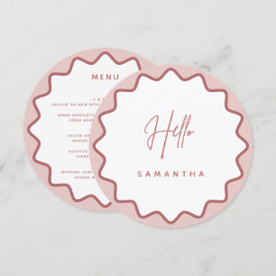 Pink Wavy Border Menu Card with Name