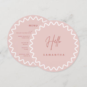 Pink Wavy Border Menu Card with Name