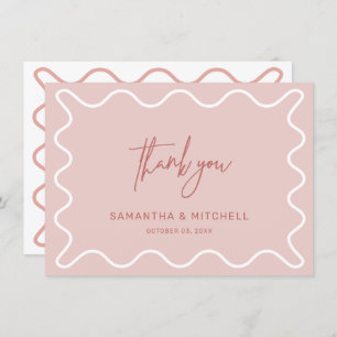 Pink Wavy Border Thank you Card
