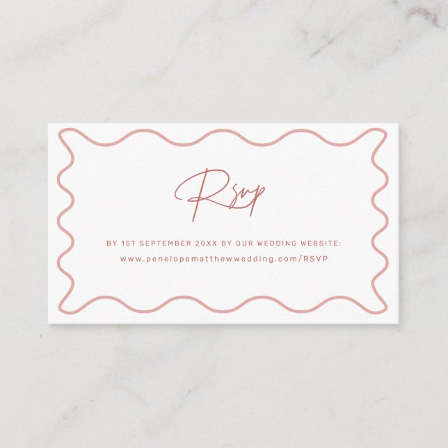 Pink Wavy Border Website RSVP Enclosure Card (Front)