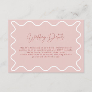 Pink Wavy Border Wedding Details Enclosure Card