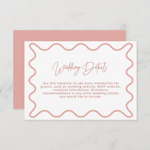 Pink Wavy Border Wedding Details Enclosure Card