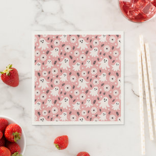 Pink Wavy Halloween Napkin