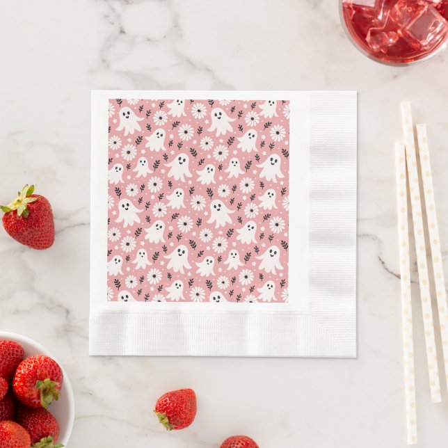 Pink Wavy Halloween Napkin (Insitu)