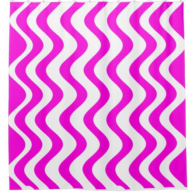 Pink wavy Lines Shower Curtain (Front)