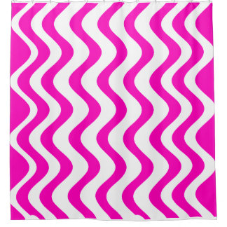 Pink wavy Lines Shower Curtain