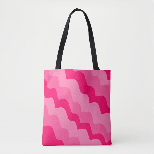 Pink  wavy ocean waves gradient  tote bag (Front)
