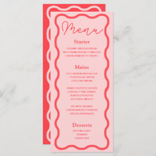 Pink Wavy Retro Wedding Menu