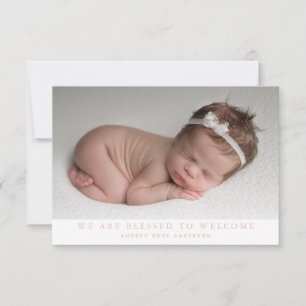 Pink We Are Blessed Photo Collage Baby Girl Birth Announcement