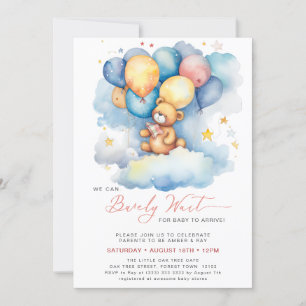 Pink We Can Bearly Wait Cute Girl Baby Shower Invitation