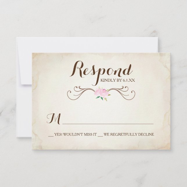 Pink We Got Married Deer Antler RSVP Card (Front)