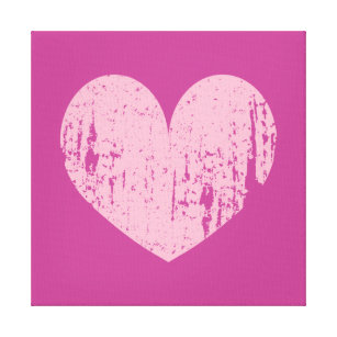 Pink weathered heart symbol art canvas print