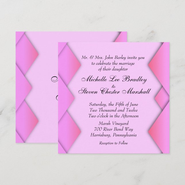 Pink Weave Wedding Wedding Invitation (Front/Back)