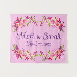 Pink Wedding Backdrop Reception Photo Booth Prop Tapestry