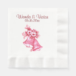 Pink Wedding Bells Personalised Napkin