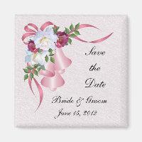 Pink Wedding Bells Save the Date Magnet