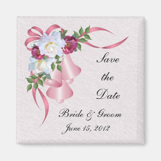 Pink Wedding Bells Save the Date Magnet