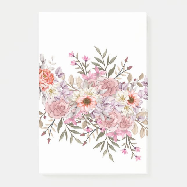 Pink Wedding Bouquet Post-it Notes (Front)