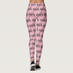 Pink wedding bride leggings for bachelorette party