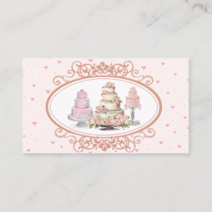 Pink Wedding Cake Baker Business Card
