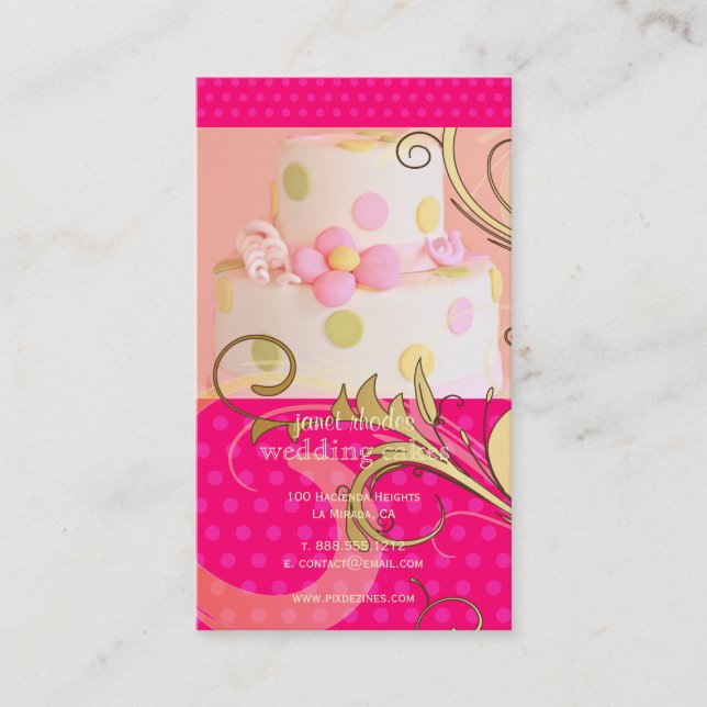 Pink Wedding Cake/Bakery/pâtisserie Business Card (Front)