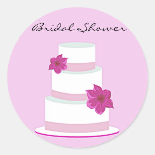 Pink Wedding Cake Bridal Shower Sticker