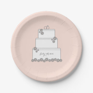 Pink Wedding Cake Dessert Reception Plate