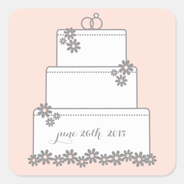 Pink Wedding Cake Favour Stickers (Front)