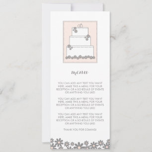 Pink Wedding Cake Menu or Schedule Invitation