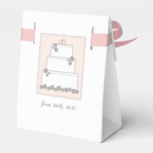 Pink Wedding Cake Reception Favour Box (Back Side)