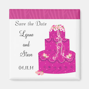 Pink Wedding Cake Save the Date Magnet
