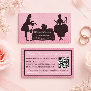 Pink Wedding Catering Silhouette Business Card