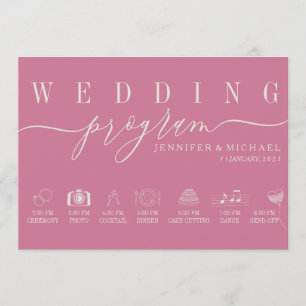 Pink Wedding Custom Icon Timeline ceremony plan Programme