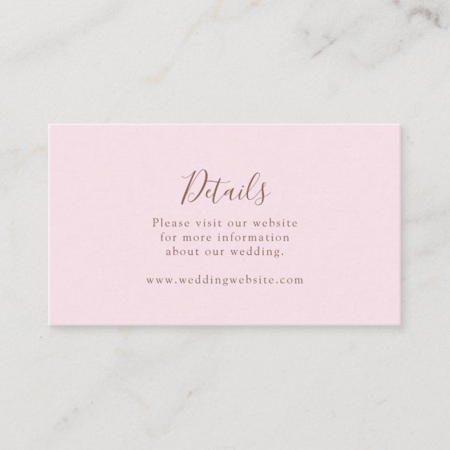 Pink Wedding Details Enclosure Card (Front)