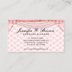 Pink Wedding Event Interior Decor Curtain Business Card
