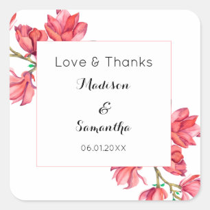 Pink Wedding Floral Magnolia White Sticker